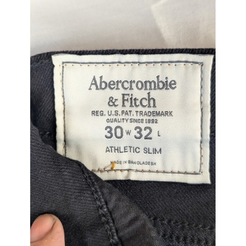 Abercrombie & Fitch Athletic Slim Stretch Distressed Black Jeans Men's 30x32 - Picture 10 of 12